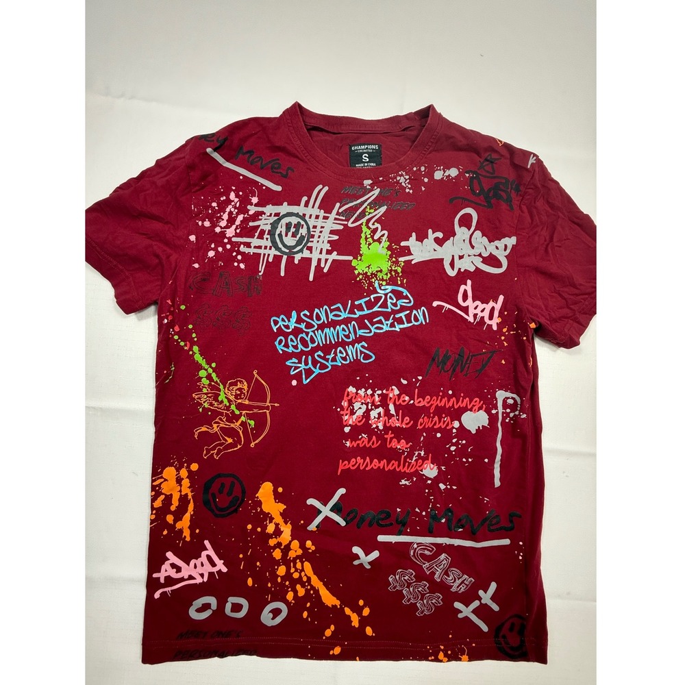 Champions Unlimited All Over Print‎ Graphic T-Shirt Crew Neck Short Sleeve sz S